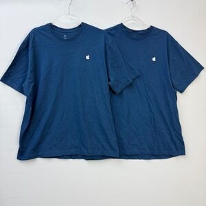 Apple Employee T-Shirt Mens XL and XLT Blue Cotton Logo Lot of 2
